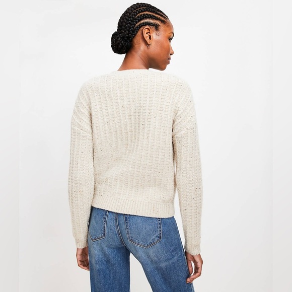 LOFT Knit Cardigan Sweater in Cream with Gold Accents Size Medium M - Picture 12 of 13